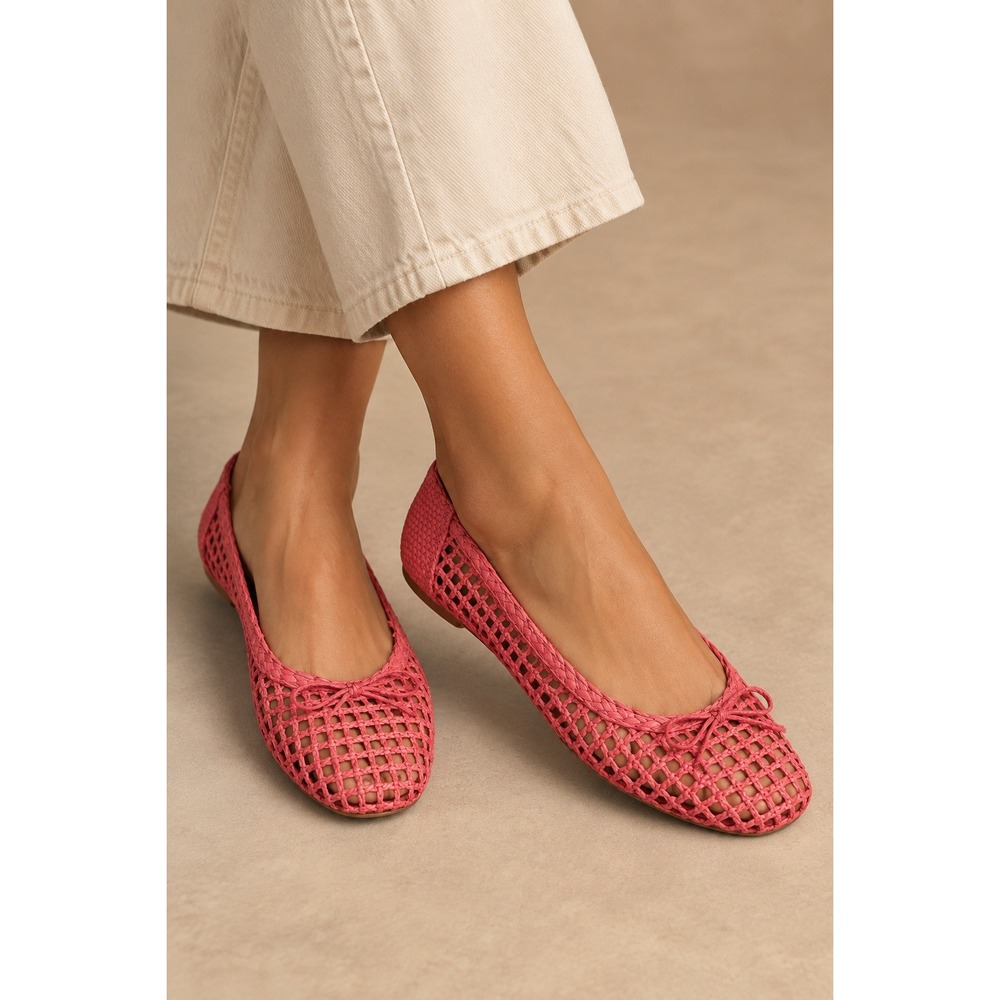 Antonio Melani Roselie Pink Woven Ballet Flats Leather Sole Size 8M